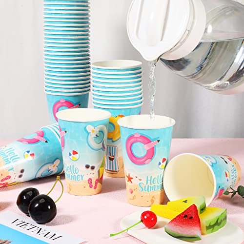 Didaey Beach Paper Cups 12 Oz Summer Disposable Drinking Cups Kids Colorful Cups Beach Pool Party Tumbler For Coffee Tea Water Juice Holiday Wedding Office Outdoor Activities(50 Pieces) #TOP3