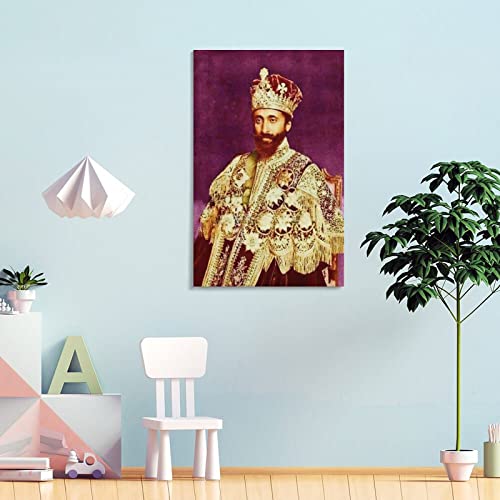 Tomart Oil Painting Poster Haile Selassie Vintage Portrait Wall Art Decor Canvas Painting Posters And Prints Wall Art Pictures For Living Room Bedroom Decor 24X36Inch(60X90Cm) Frame-Style #TOP3