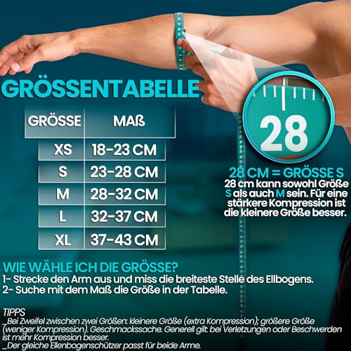 NativoDex Ellenbogenbandage – Kompressionsbandage für Ellenbogen, Bandage für Tennisarm, Golferarm, Sehnenentzündung, Arthrose, Sport - Armbandage Herren und Damen