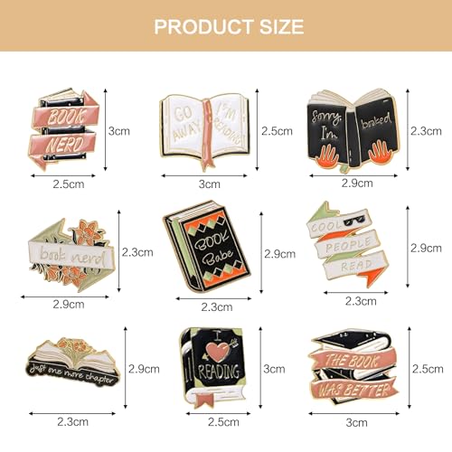 Image of Book Pins Cartoon Book Enamel Pins Books Lovers Gifts Decorative Lapel Pins for Backpacks Clothing Bags Jackets Learning Gifts for Teacher Student