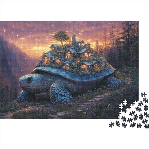Puzzle de 1000 piezas de tortuga gigante fantasía para adultos, formato de papel 70x50 cm