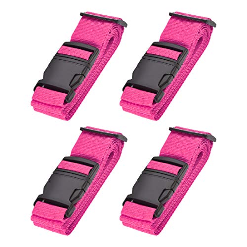 Image of uxcell Luggage Straps Suitcase Belts with Buckle Label, 2x78 2Mx5cm Adjustable PP Travel Bag Packing Accessories, Rose Red 4Pcs