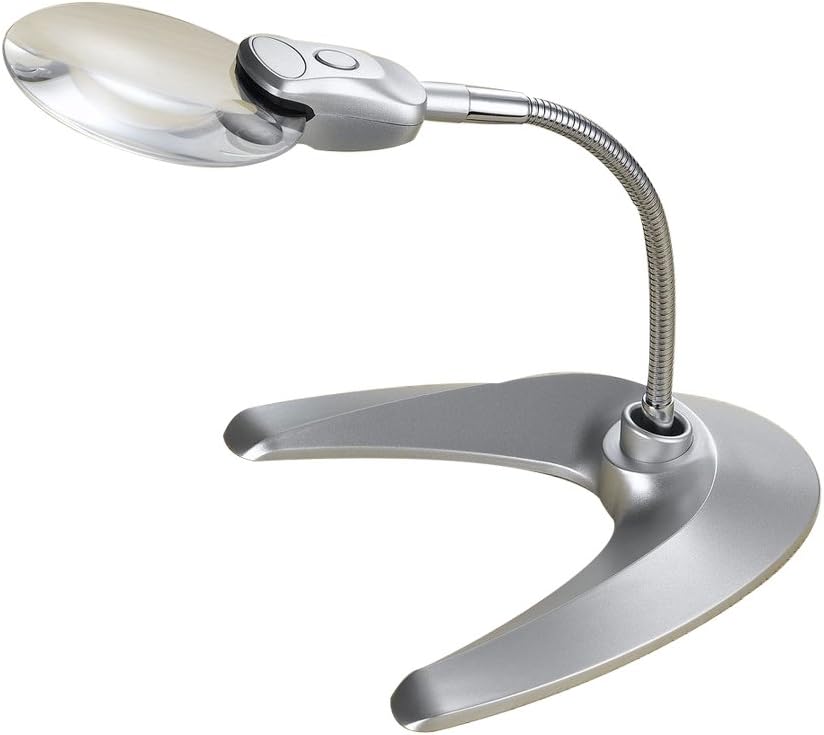 Magnifier G-818ab-090 Microscope Magnifying Glass Loupe LED Llluminating 88mm Metal Hose Stand Destop Read Work Repaire Lens Lamp Lights 36x16.5x2.75cm