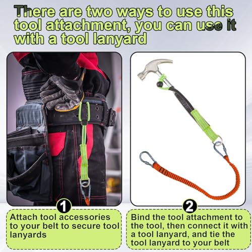 Image of 6 Pcs Tool Tail Attachment with Metal Loop End Load Ring Lanyard Adjustable Tool Lanyard, 15 Pounds, 11.81 Inch Long, Green