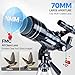 Telescope for Adults Astronomy, 70mm Aperture 300mm Focal Length Portable Astronomical Telescope for Beginners Age Over 8 Years Old with Wireless Remote Carry Bag Tripod, Space