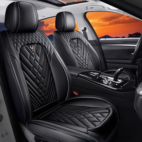 Image of Fit for Toyota RAV4 Seat Covers Full Set 2008-2026 | Nappa Leather Seat Covers for RAV4 Full Set, Airbag Compatible, Full Coverage Seat Protectors, Easy Install(Black)