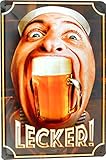 Tin Sign Blechschild 20x30 Lecker Bier Ideale Deko für Kneipe Pub Bar Biergarten Gastwirtschaft Grillen Geschenk Party Keller Geburtstag Feierabend Beruf Werkstatt Büro