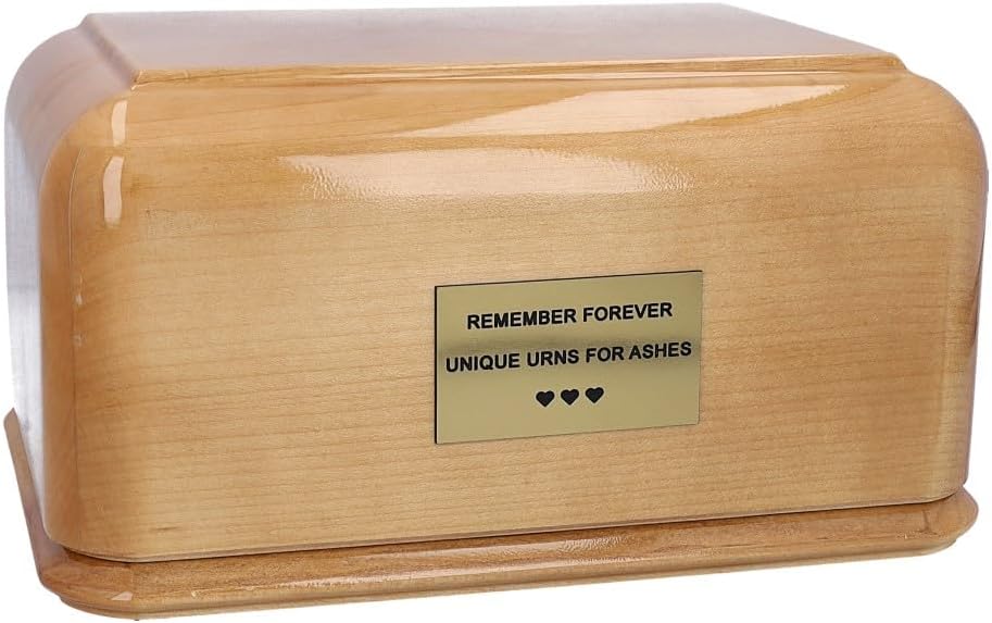 Solid Oak Cremation Urn for Adult Unique Memorial Funeral urn for Human Ashes (Cross + Memorial Plaque)