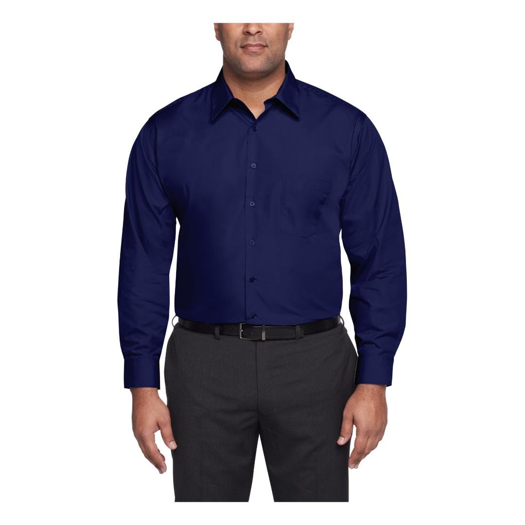 Van Heusen Men's Tall Dress Shirt Big Fit Poplin, Persian Blue, 18.5" Neck 34"-35" Sleeve