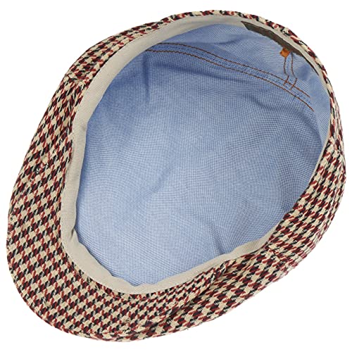 Stetson Kent Coloured Houndstooth Flat Cap Women/Men Beige-Red 7 3/8 #TOP3