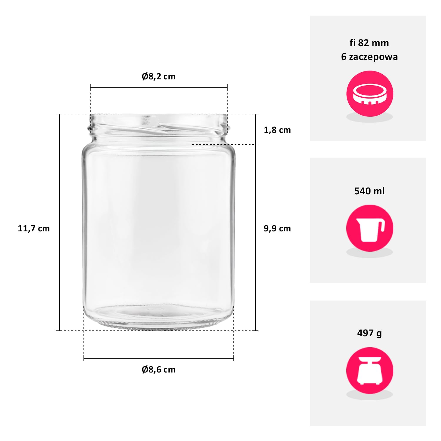 Tarros con tapa de rosca 520ml - tarros de rosca con tapa tarros de conserva - tarros de almacenaje con tapa Tarro de cristal - tarros con tapa 50xpcs.