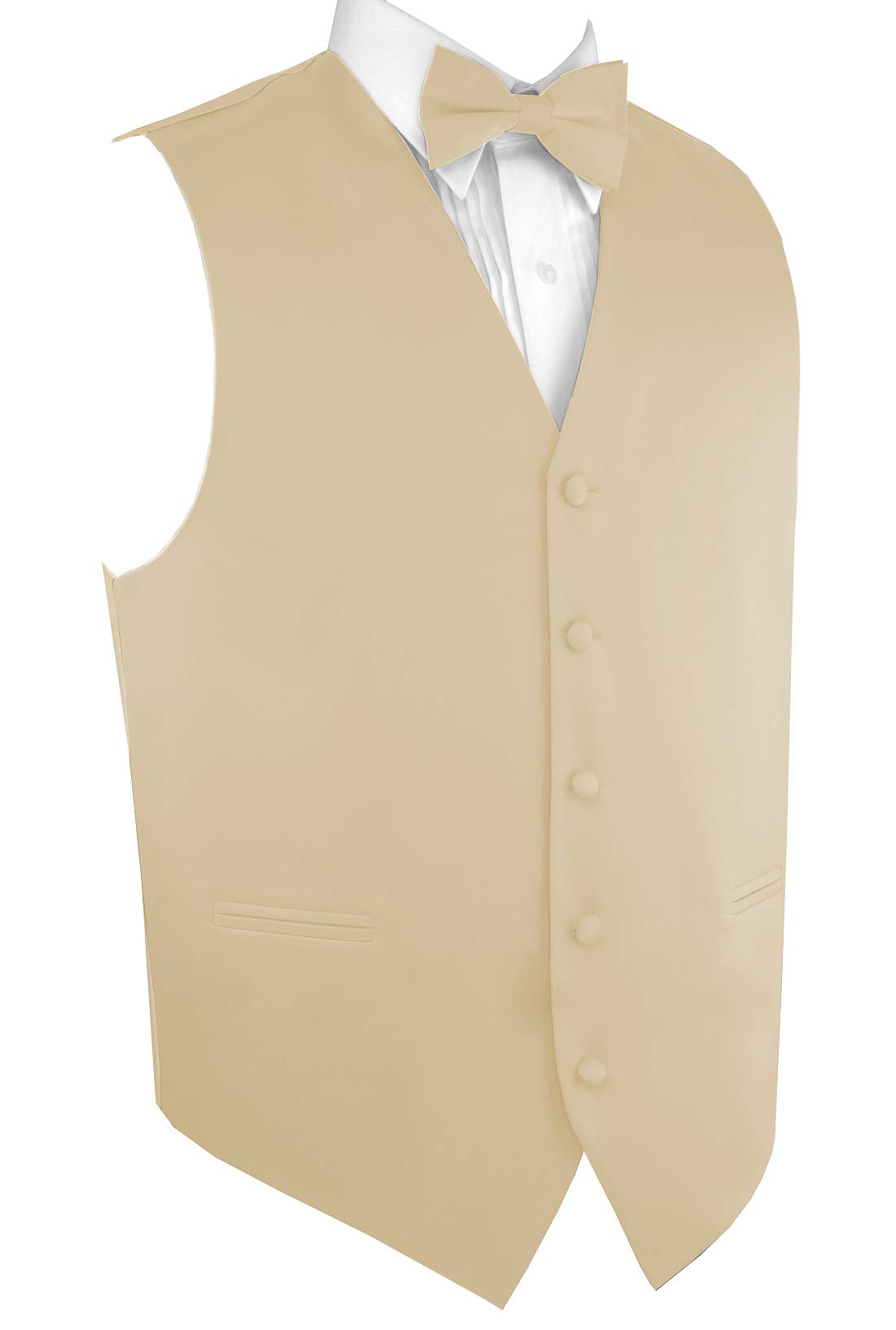 Italian Design, Men's Tuxedo Vest, Bow-Tie & Hankie Set in Champagne