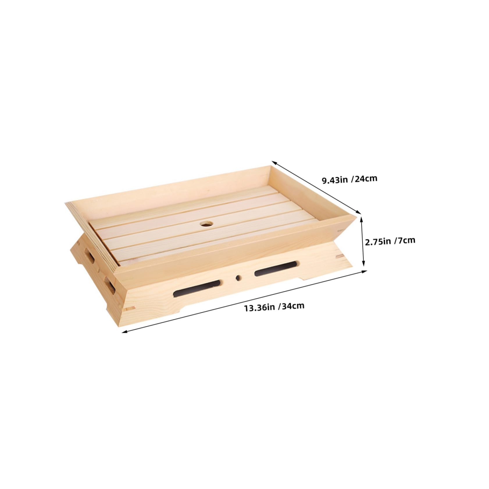 SHINEOFI Plato Japonés para Sashimi de Madera Rectangular 2 Piezas | Color Beige, Apilable Limpieza Fácil, para Aperitivos en Restaurante Casa