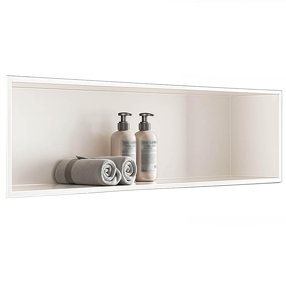 Douche en acier inoxydable avec étagère murale intégrée pour salle de bain