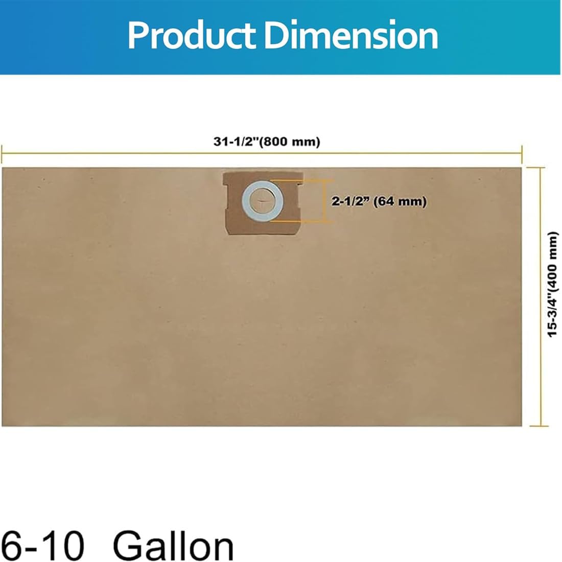 15 Pack DXVA19-4101 Vacuum Bags For DEWALT Shop Vac 6, 8, 9, 10 Gallon Wet/Dry, Replacement Disposable Filter Vacuum Bags for DeWalt DXV06P, DXV09P, DXV09PA, DXV10P, DXV10PL, DXV10S, DXV10SA, DXV10SB