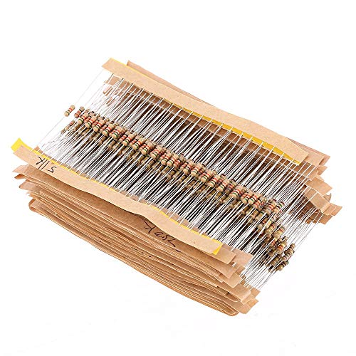 ARCELI 60pcs 1 / 4W Résistances à Couche de Carbone 1 ohm-1M ohm Assortiment Kit Ensemble 43 valeurs Total des Composants électroniques