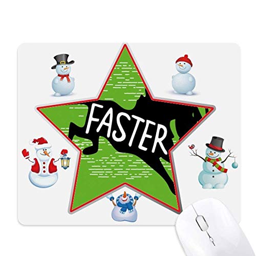 Tapis de souris cheval noir et bonhomme de neige de Noël en tissu