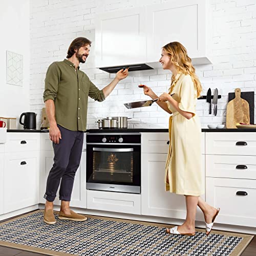 Woven Farmhouse Houndstooth Area Rug, Non-Skid Washable Indoor Runners Mats - For Laundry, Entryway, Kitchen, Hallway, Bedroom, Bathroom, Size 2' X 6' #TOP3