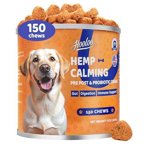 Calming Dog Treats with Pre, Pro & Postbiotic Digestive for Dogs, Gut Health, Sensitive Tums, Anal Glands, Scooting, Loose Stools, Smelly, Itchy Ears, Reduce Stress, Fear, Barking, 150 Count
