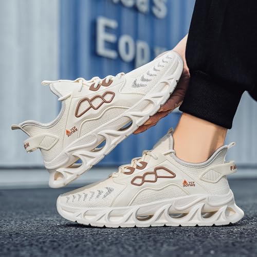 Mens Lightweight Shock - Absorbing Slip on Loafers Laceless Design Blade - Shaped Running Sneakers with mesh Material Ideal for Trail Jogging and Casual Athletic Activities3