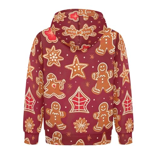 Kids Hoodies Sweaters Christmas Gingerbread Hooded Sweatshirts with Big Pockets for Boys Girls B04000112