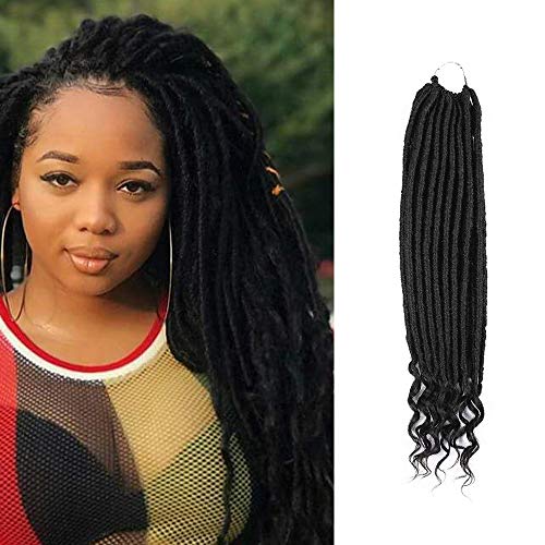 6Pcs/Lot Goddess Locs Crochet Twist Soft Synthetic Braiding Hair Extension Wavy Faux Locs Havana Mambo Twist Hair Extension (20 inch gyspy, 1#)
