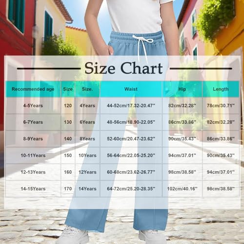 Girls' Baggy Sweatpants Trendy Elastic Waist Wide Leg Joggers Y2K Teens Preppy Clothes Big Kids School Uniform Pants3