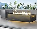 NICESOUL 42'' Outdoor Propane/Natural Gas Fire Pit Table, Rectangle Patio Firepits with Hidden Tank Table, 50000 BTU Modern Fireplace with LED Star Light for Outside Backyard, CSA Certified, Gray