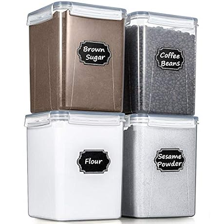 Wildone Flour Storage Containers 5.2L, 4 PCS Food Storage Containers, Gray