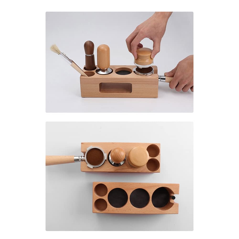 y-luck y- Portamanomissione caffè da 58 Mm Base di Supporto per Riempimento in Legno Tappetino per Pressa per caffè Espresso Stand Filtro
