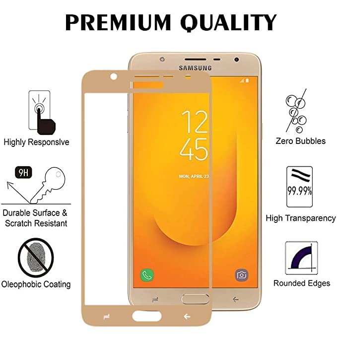 Image of Screen Protector for Samsung Galaxy J7 (Gold) Tempered Glass Edge-to-Edge 6D Screen Guard With Installation Kit