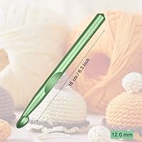 Vista 2 de Gancho de ganchillo de gran tamaño de 0.472 in, aguja de ganchillo larga QLRFFLJOY de metal, herramientas de tejido de hilo para tejer mantas