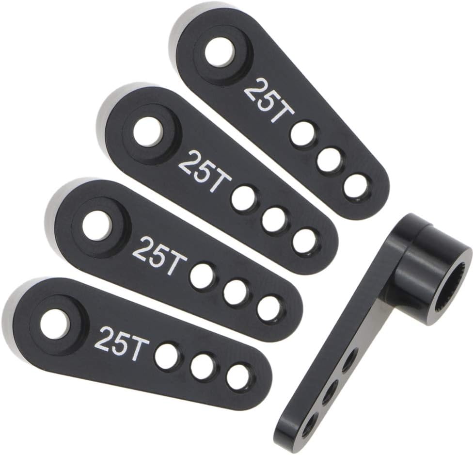 5-Pack Aluminum 28.5mm 25T Teeth Tooth Steering Half Servo Arm Horn for 1/10 Rc Hobby Model Car/Boat Futaba Traxxas Slash, Cojoys (Black)