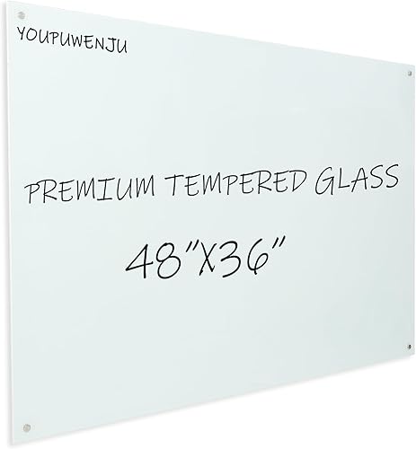 Miniatura 17 de Pizarra blanca magnética de vidrio de 72 x 36 pulgadas, tableros de borrado en seco templado de alta calidad, montados en la pared, sin marco,