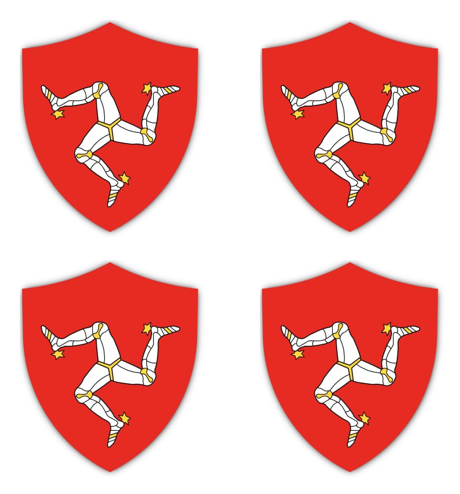 Havati 4 X Isle Of Man Im Flag Sticker 100Mm For Car, Laptop, Suitcase And More