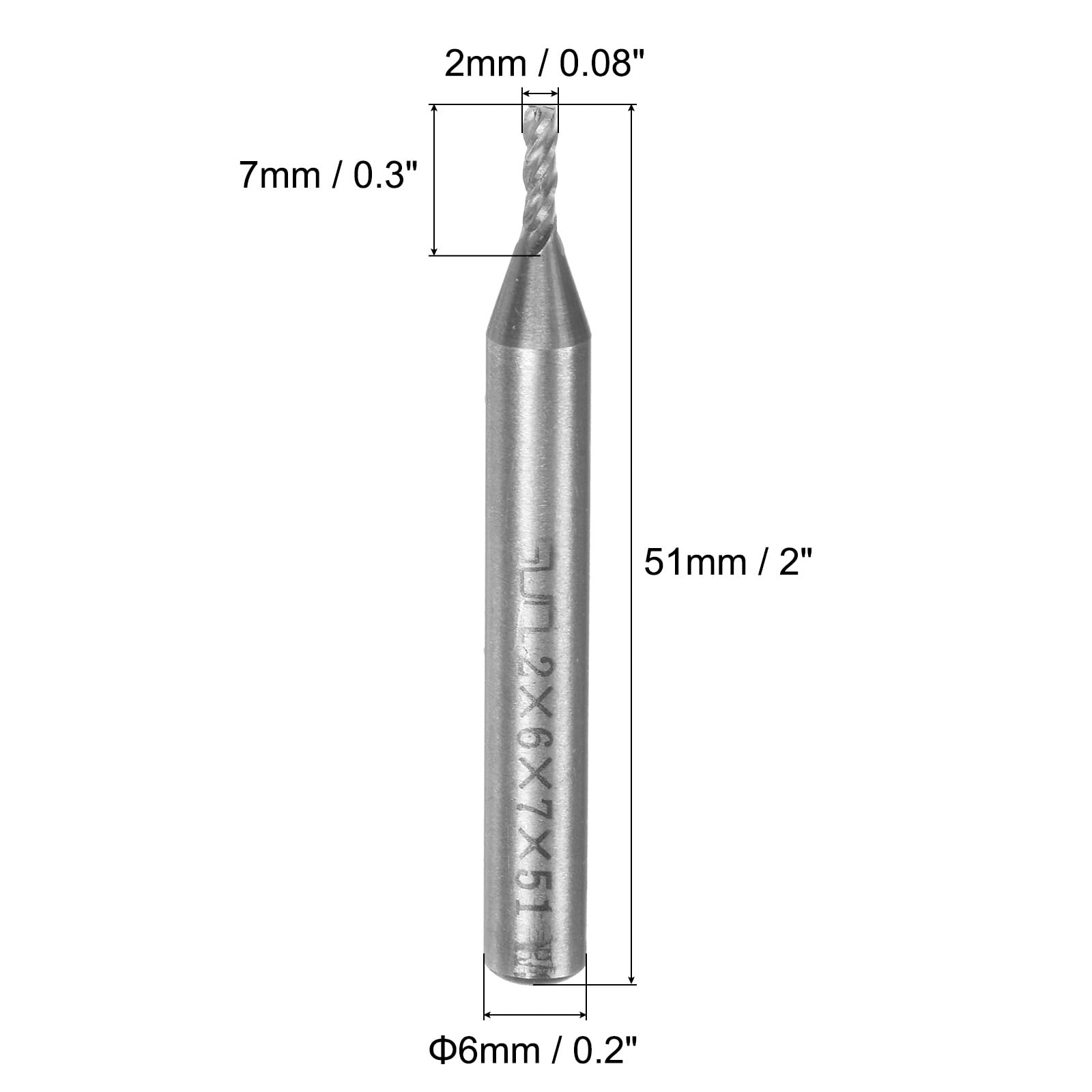 QUARKZMAN 3 szt. 2 mm x 6 mm 4 rowki HSS-AL Frez do świec prosty trzonek frez frez narzędzie