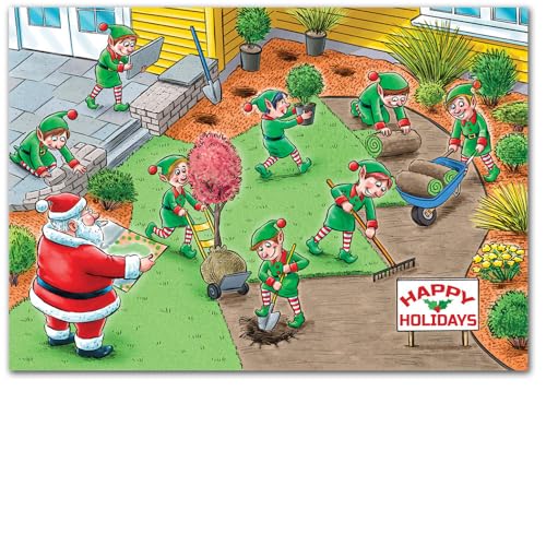 Industry Greetings Landscaping Christmas Cards – 50-Pack Bulk Business Holiday Cards for Garden Centers, Landscape Designers, Lawn Care, Hardscape & Sod Companies, Outdoor Architecture Design