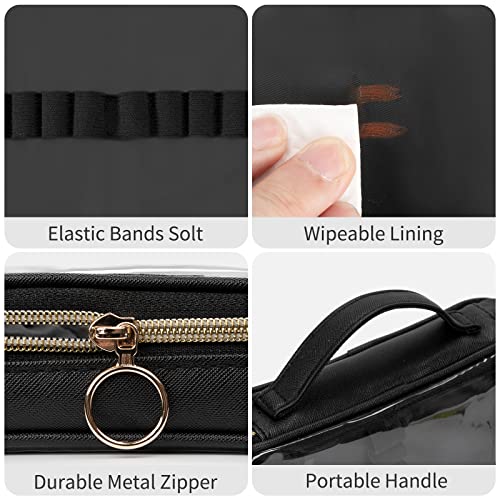 Cubetastic 48 Slots Clear Makeup Organizer Bag For Eyebrow Pencil/Lip Liner/Eyeliner, Professional Transparent Cosmetic Storage Case For Makeup Artist, Makeup Brush Holder #TOP6