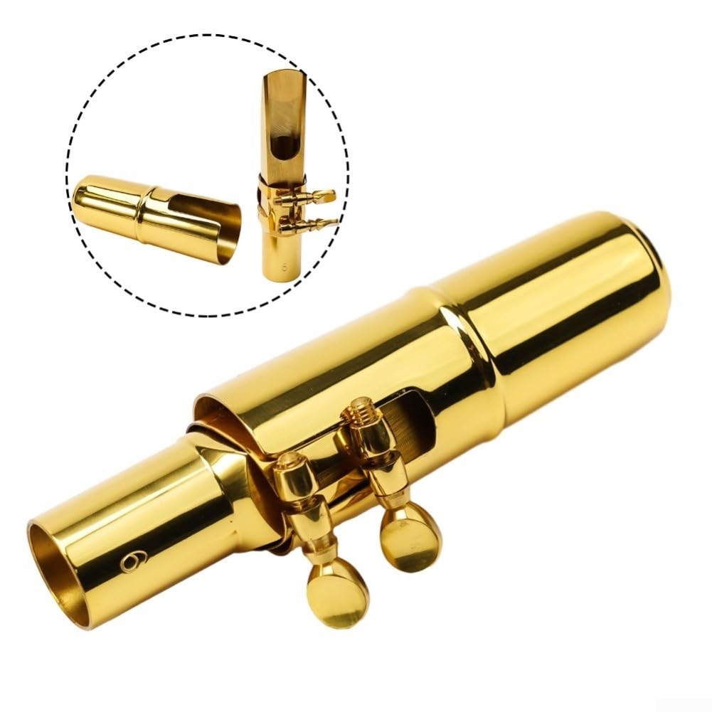 Boquilla de metal de grado profesional para saxofón tenor compatible con tamaños 5, 6, 7, 8, 9 e incluye tapa de ligadura (C medio (medio C (8))
