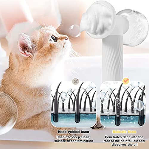Auto-Foaming Dog Bath Brush, Pet Shampoo Massage Dispenser Grooming Shower Brush Wireless Pet Bath Brush Scrubber For Dogs Cats Pet Bathing Tool White #TOP3