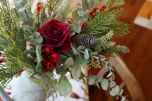 Misspin Christmas Stems Christmas Picks Christmas Greenery Christmas Floral Arrangements Red Berry Stems Artificial Pine Branches, Christmas Decor Indoor Christmas Centerpieces For Tables #TOP4