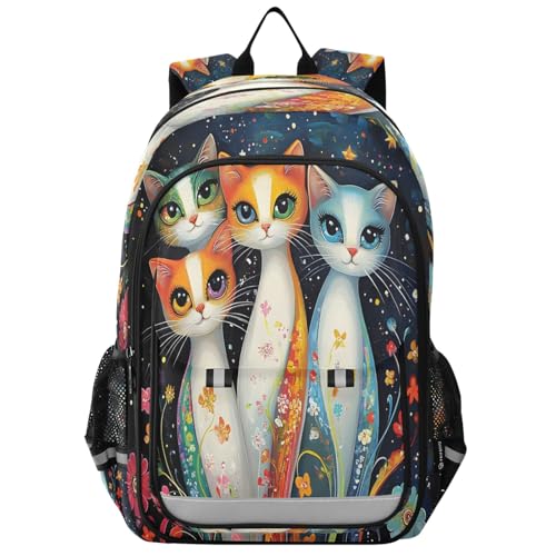 Kids Backpacks School Daypack College Bag Bookbag for Boys Girls Four Cats - Main Image