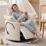 DEKKETO Fauteuil Relax Inclinable Zéro Gravité, à Bascule & Pivotant 360°, Support Télépho...