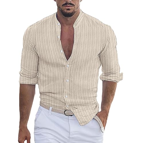100 Percent Cotton Hemp Shirts for Men Long Sleeve Beach Shirt Summer Travel Clothes Sleeveless Tee Shirt