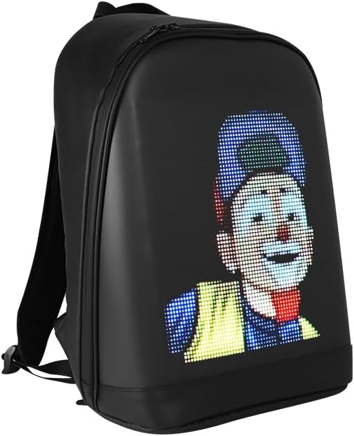 YOLOLAND LED Color Screen Customizable photo/icon Backpack,Water-Resistant Travel Bag with USB Port and Comfortable Padding