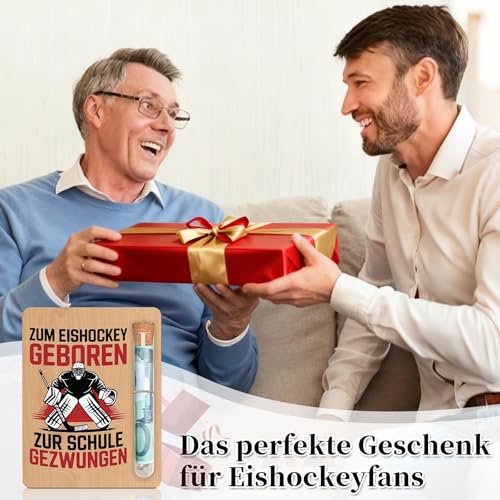 PIujsym Geldgeschenk Eishockey aus Holz mit Reagenzglas und Box für Spieler und Fans Originelle Geschenkidee für Sportler hölzerne Karte Wunscherfüller eishockey geschenk zum Design Deko