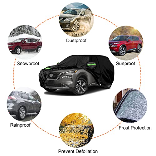 Image of Waterproof Car Covers Replace for 2008-2025 Nissan Rogue, 6 Layers All Weather Custom-fit Car Cover with Zipper Door & Windproof Bands for Snow Rain Dust Hail Protection (Rogue)