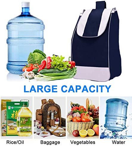 JINKEBIN Einkaufstrolley, zusammenklappbarer Treppensteiger, Einkaufswagen mit 6 Rädern, abnehmbarer Rucksack, Tragkraft… – Bild 4