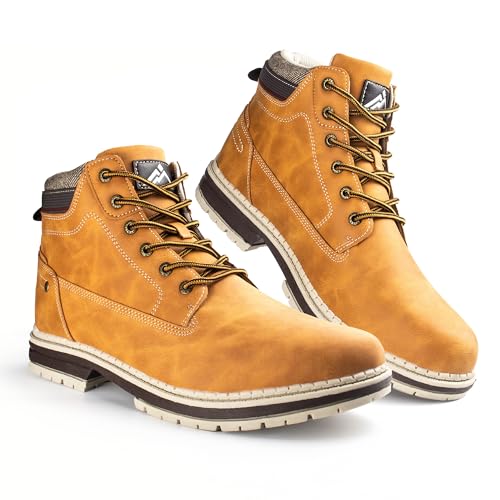 Image of CC-Los Men's Ankle Chukka Work Boots Durable Outdoor Comfort with Anti-Slip Sole Cushioned Support Size Yellow 12.5