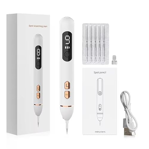 Skin Tags Removal Pen, Laser Plasma Mole Remover Kit with Replaceable Needles, Portable USB Rechargeable Mole Remover Plasma Pen Kit for Warts, Nevus, Spot,Freckle, Tattoo